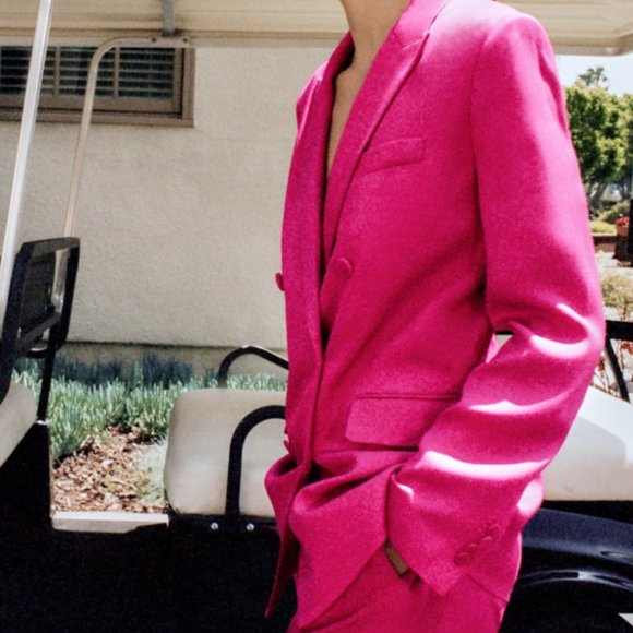 ZARA Women NEW Double Breasted FLOWY BUTTONED BLAZER FUCHSIA 2991/452 - Picture 4 of 9
